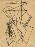 Youla Chapoval, Composition, 1950, fusain sur papier