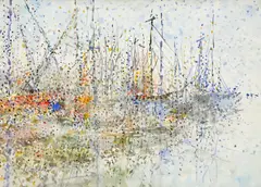 Emile Rampelberg, Voiliers, aquarelle