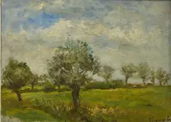 Ferdinand Coenraets, Paysage de campagne, huile sur toile
