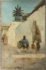 Frantz Charlet, Scène animée dans la medina, 1884, huile sur toile