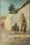 Frantz Charlet, Scène animée dans la medina, 1884, huile sur toile