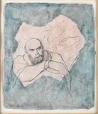 Léon Zack, Esquisse pour le portrait de Paul Verlaine, crayon et aquarelle sur papier