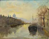 Ferdinand Coenraets, Vue de canal à Amsterdam, huile sur toile