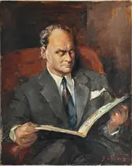 Simon Van Gelderen, Portrait d'homme à la lecture, huile sur toile