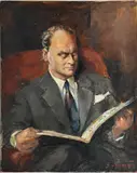 Simon Van Gelderen, Portrait d'homme à la lecture, huile sur toile