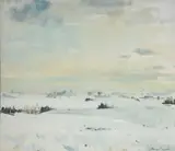 Clément Serneels, Paysage de neige, 1982, huile sur toile