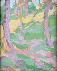 Jean Joseph Hoslet, Dans les bois, huile sur panneau