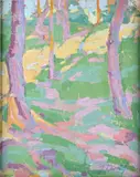 Jean Joseph Hoslet, Dans les bois, huile sur panneau