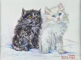 Madeleine Tombu, Deux chats, huile sur toile