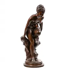 Albert Constant Desenfans, Jeune baigneuse, sculpture en bronze à patine brun nuancé