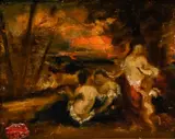 Scène à l'antique, esquisse by Narcisse Virgile Diaz De La Peña, Huile sur panneau, sold Oct 2022