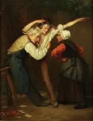 Nicolas Legrand, La fin de soirée, 1854, huile sur panneau