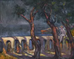 Angelot sur la terrasse, 1921 by Gustave Donnet, huile sur toile, sold Oct 2022