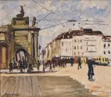Alex Dennone, La gare du midi à Bruxelles, huile sur toile