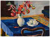 Nicolae Gârbaciu, Fleurs dans un vase en albâtre, 1957, huile sur bristol