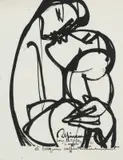 Raymond Espinasse, Etude pour Le couple, 1971, encre sur papier