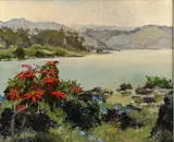 Yvonne Reper, Vue du lac Kivu, huile sur toile