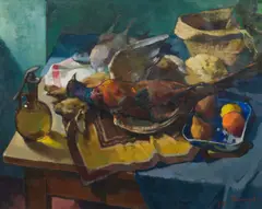 Leon Pringels, Nature morte aux poires et faisan, 1953, huile sur toile