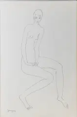 Idel Ianchelevici, Nu féminin assis, 1958, crayon sur papier