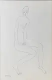 Idel Ianchelevici, Nu féminin assis, 1958, crayon sur papier