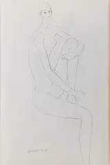 Idel Ianchelevici, Nu féminin assis, 1958, crayon sur papier