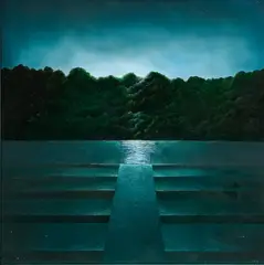 Patrick Sainte Claire Deville, Le lac vert, huile sur panneau