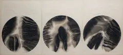 Lidiya Masterkova, Suite de trois oeuvres montées en triptyque, 1977, encre et collage sur papier