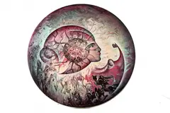 Charles Delporte, Illumination IV, 1986, Huile sur panneau en tondo. Signé