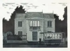 Gaston Bogaert, Le tramway, lithographie sur papier japon