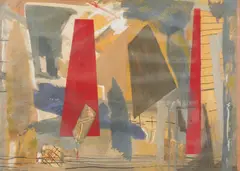 Jean-Luc Moerman, Composition, 1992, technique mixte sur papier