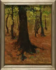 Adrianus Zwart, De Hoge Veluwe, Oil painting depicting a woodland scene