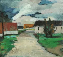 Jos Jaspers, Limburgs Landschap met Boerderij (1973), Oil on canvas Signed and