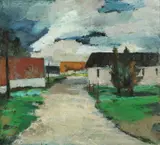 Jos Jaspers, Limburgs Landschap met Boerderij (1973), Oil on canvas Signed and