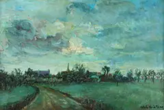 Alphonse Winters, Dorpsgezicht Schimmert, Oil on panel