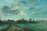Alphonse Winters, Dorpsgezicht Schimmert, Oil on panel