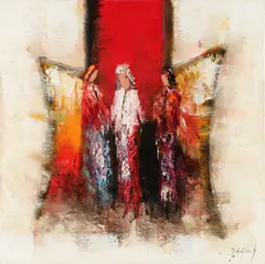 Jochem de Graaf, Abstracte figuurcompositie, Oil on canvas