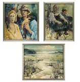 Jan Franciscus Rodrigo, Drie schilderijen met figuur- en landschapsvoorstellingen, Oil on canvas
