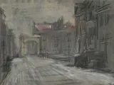 Sam van Beek, Stadsgezicht Amsterdam, crayon) op board