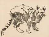 Robbert de Bakker, Litho van een Poes, Lithograph of a Cat Signed on the back Robbert de Bakker staat bekend om zijn expressieve