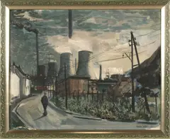 Harry Lips, Industrieel Landschap, Watercolour on board