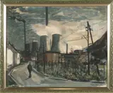 Harry Lips, Industrieel Landschap, Watercolour on board