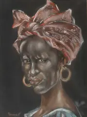 Toon Hermans, Portret van een Caraïbische vrouw, Pastel op papier Gesigneerd linksonder Provenance Rechtstreeks verkregen van de kunste