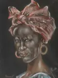 Toon Hermans, Portret van een Caraïbische vrouw, Pastel op papier Gesigneerd linksonder Provenance Rechtstreeks verkregen van de kunste