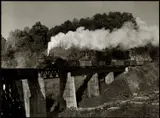 O. Winston Link, "Locomotive 382 blows steam" Virginia, 1955, photograph