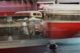 Ernst Haas, New York City, 1957, photograph exemplifies Ernst Haas’s innovative use of color and movement as a metaphor for