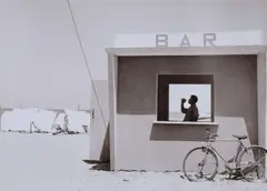 Piergiorgio Branzi, Beach bar, 1957, photograph depicts a beach bar in Senigallia on the Adriatic coast and reflects Branzi’s h