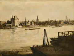 David Muirhead, Battersea Reach, oil on canvas