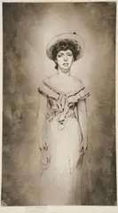 Théodore Roussel, Portrait Of Miss Hetty Pettigrew, 1908, pencil engraving on paper