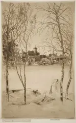 Théodore Roussel, Laburnums And Battersea, 1890, pencil