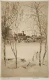 Théodore Roussel, Laburnums And Battersea, 1890, pencil
